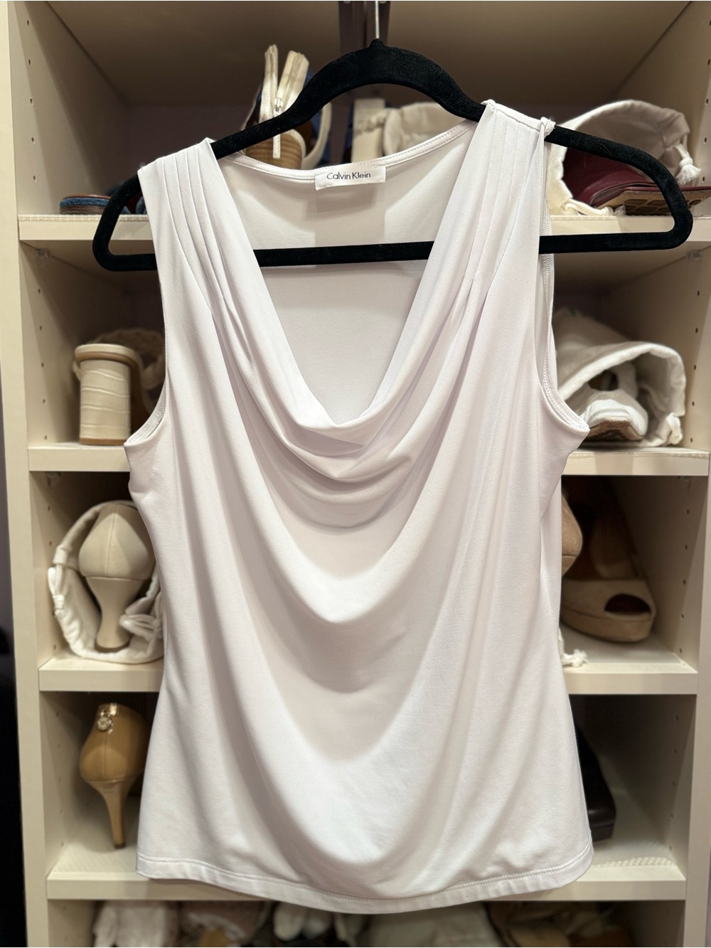 Calvin Klein White Cowl Neck Sleeveless Camisole